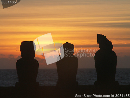 Image of Moai Sunset Silhouette