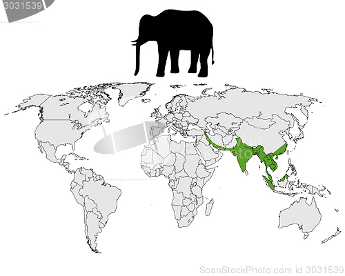 Image of Asian elephant range