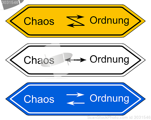 Image of Direction sign chaos and order