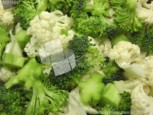 Image of Cauliflower and broccoli mixed as a background
