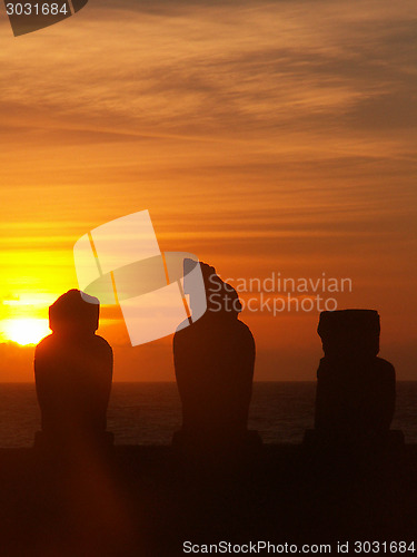 Image of Easter Island Moai Sunset