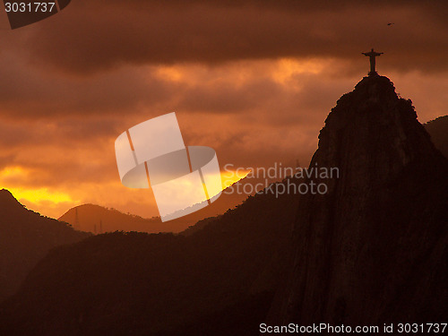 Image of Christ Redeemer At Sunset