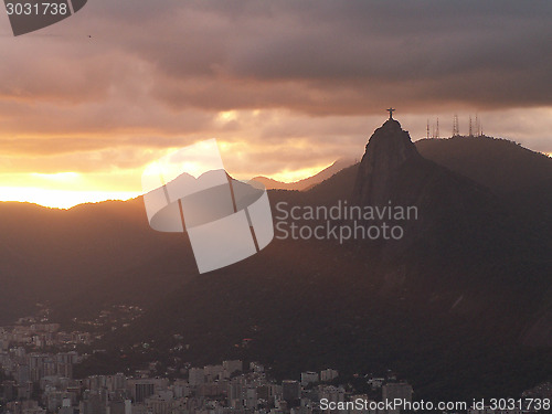 Image of Christ Redeemer And Rio Sunset