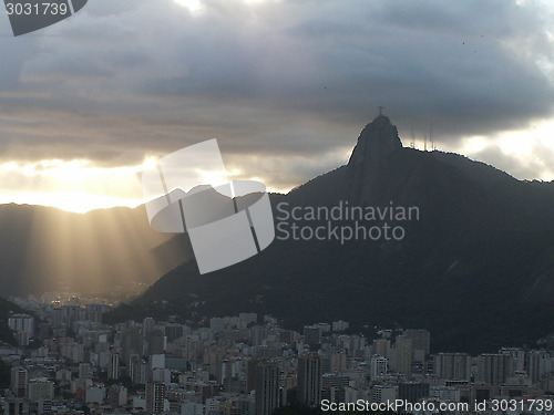 Image of Christ Redeemer And Rio Sunset