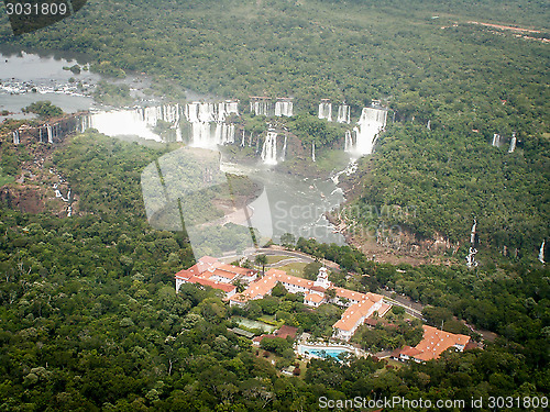 Image of Aerial View Of Iguazzu Falls And Hotel