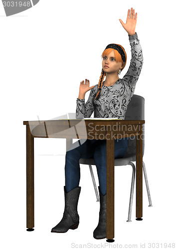 Image of Teen Girl Raising Her Hand