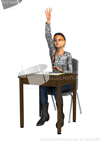 Image of Teen Girl Raising Her Hand