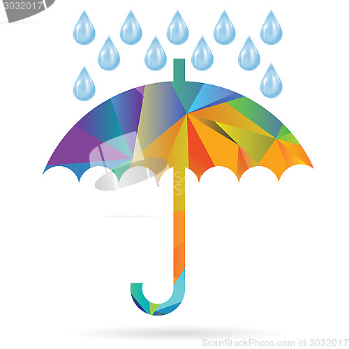 Image of umbrella colored polygonal silhouette