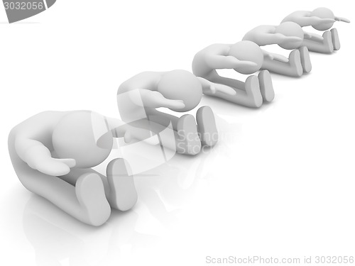 Image of 3d mans isolated on white. Series: morning exercises - flexibili