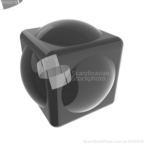 Image of Sphere in a cube 3d design element