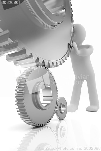 Image of Gold gear set with 3d man 
