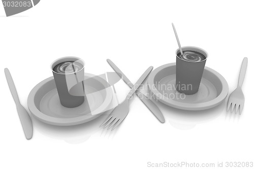 Image of Coffe in fast-food disposable tableware