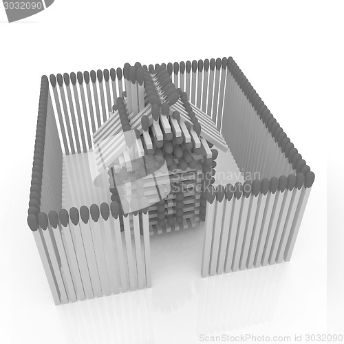 Image of Log house from matches pattern