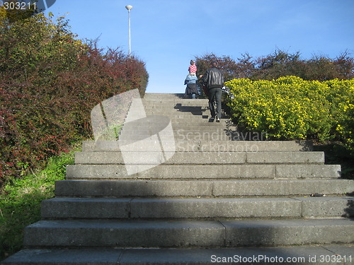 Image of Family walking up a stair