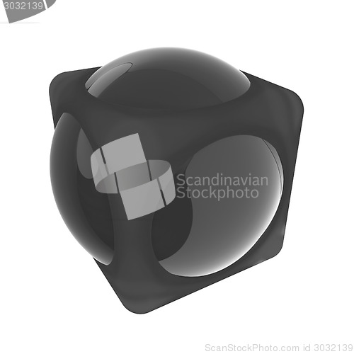 Image of Sphere in a cube 3d design element