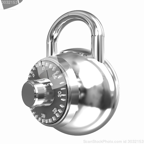 Image of Illustration of security concept with chrome locked combination 