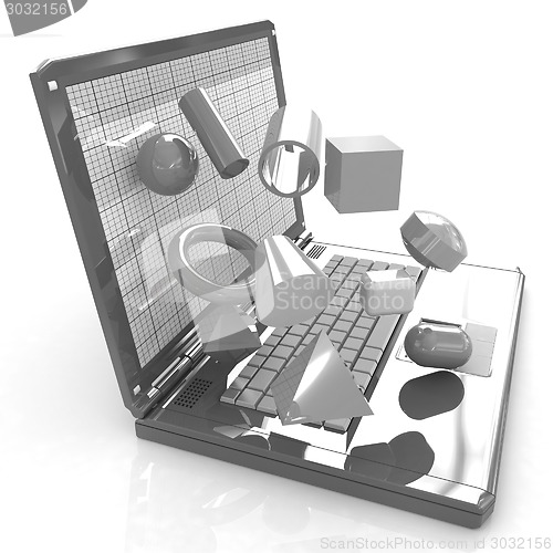 Image of Powerful laptop specially for 3d graphics and software 