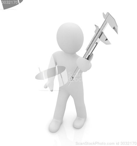 Image of 3d man with vernier caliper 