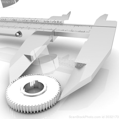 Image of Vernier caliper measures the cogwheel 