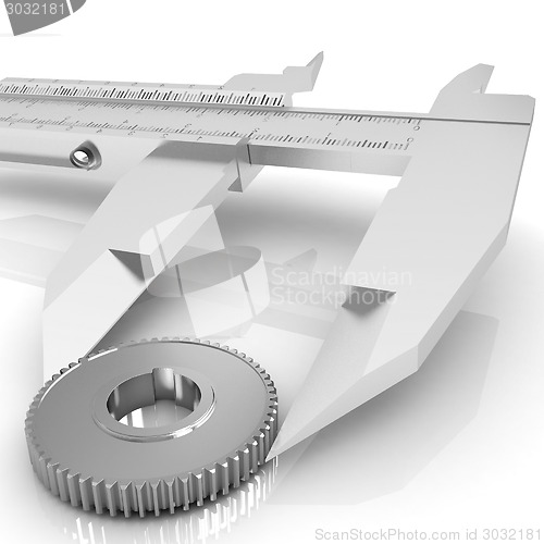 Image of Vernier caliper measures the cogwheel 