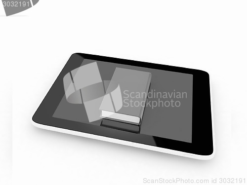 Image of tablet pc and book