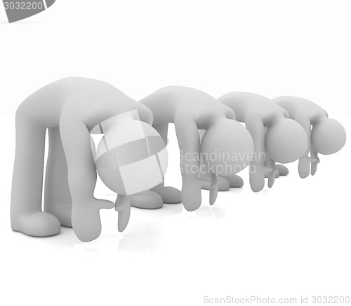 Image of 3d mans isolated on white. Series: morning exercises - flexibili