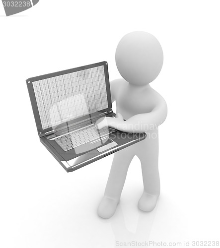 Image of 3d man with laptop 