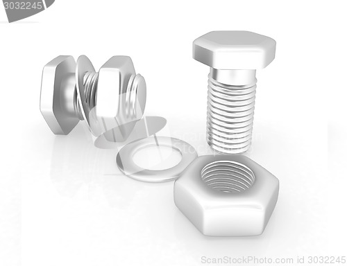 Image of stainless steel bolts with a nuts and washers