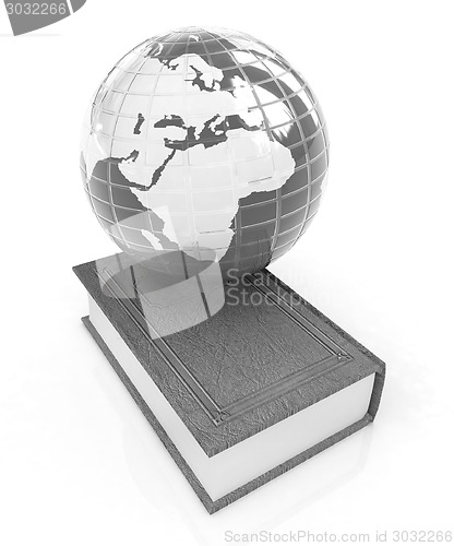 Image of leather book and Earth
