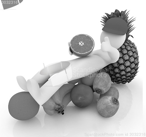 Image of 3d man with citrus 