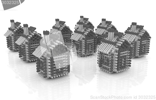 Image of Log houses from matches pattern with the best percent