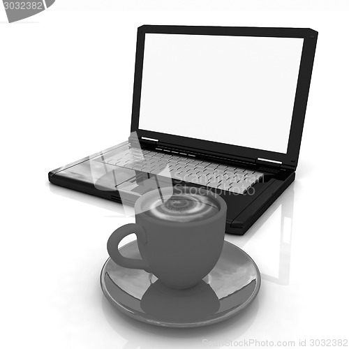 Image of 3d cup and a laptop