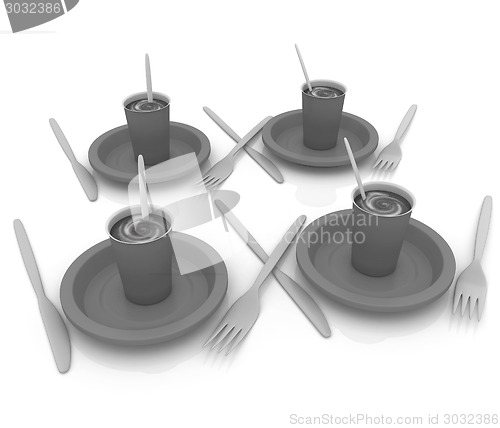 Image of Coffe in fast-food disposable tableware