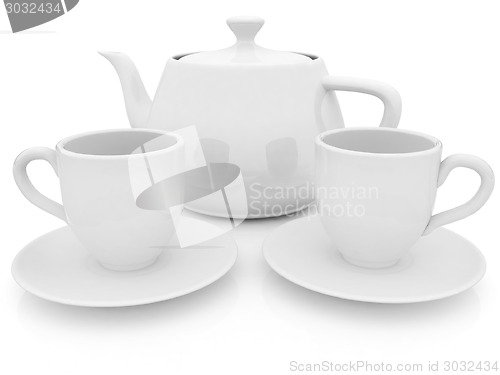 Image of 3d cups and teapot 