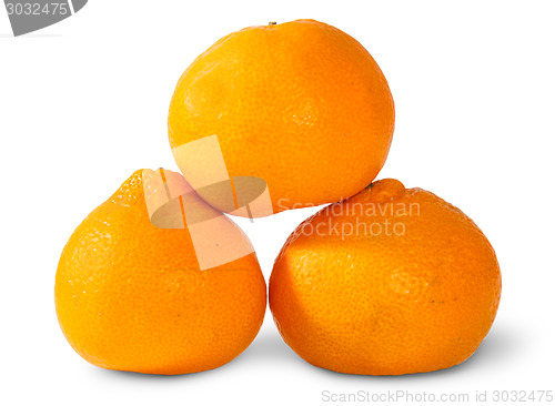 Image of Pyramid Of Three Ripe Tangerines