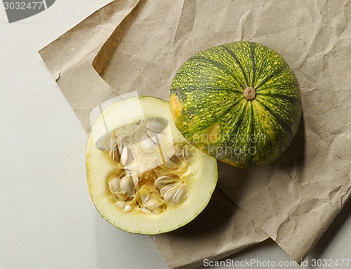 Image of half of green pumpkin