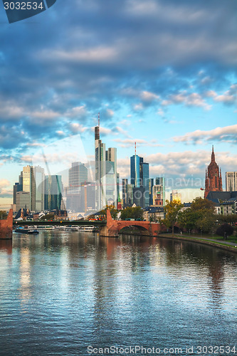 Image of Frankfurt cityscape at sunrise