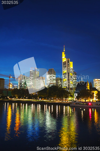 Image of Frankfurt cityscape at sunset