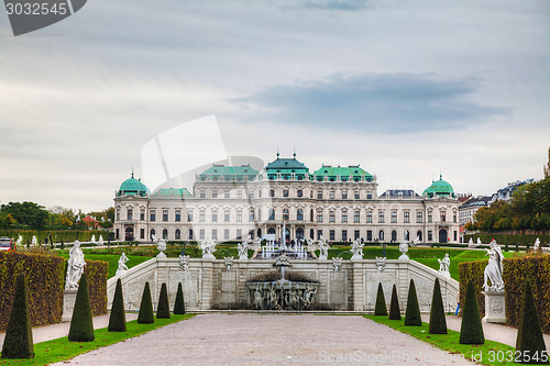 Image of Belvedere palace in Vienna, Austria on a cloudy day