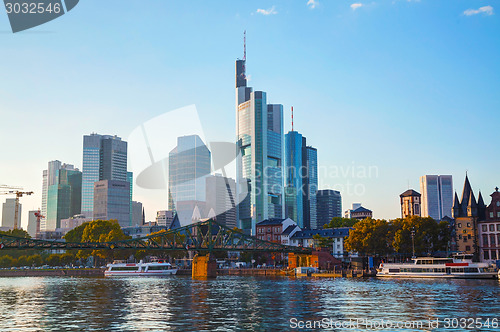 Image of Frankfurt cityscape at sunset