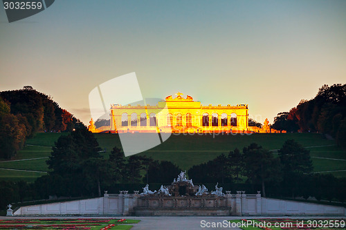 Image of Gloriette Schonbrunn in Vienna at sunset