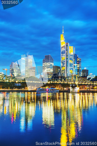 Image of Frankfurt cityscape at sunset