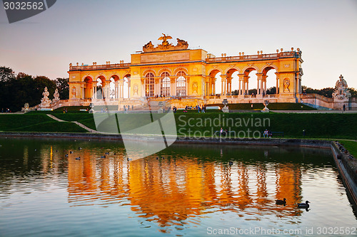 Image of Gloriette Schonbrunn in Vienna at sunset