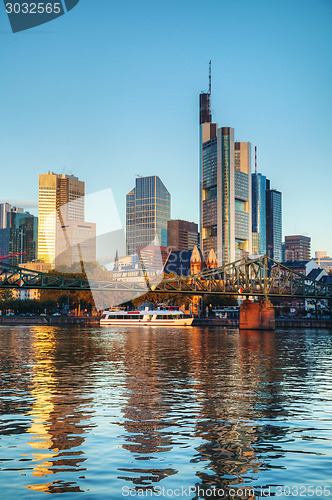 Image of Frankfurt cityscape at sunrise