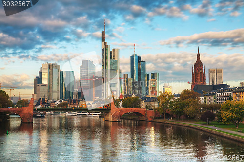 Image of Frankfurt cityscape at sunrise