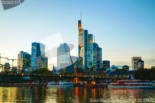 Image of Frankfurt cityscape at sunset