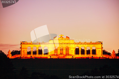 Image of Gloriette Schonbrunn in Vienna at sunset