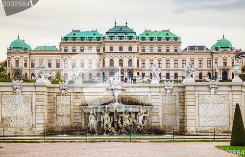 Image of Belvedere palace in Vienna, Austria on a cloudy day