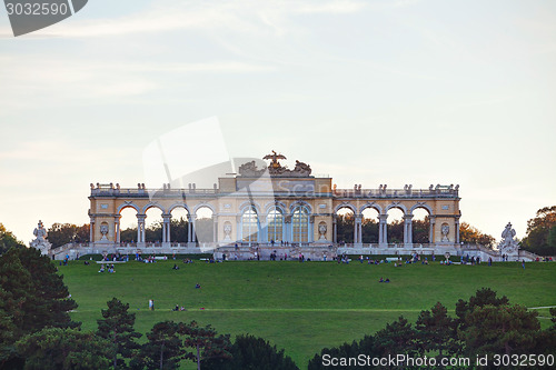 Image of Gloriette Schonbrunn in Vienna at sunset