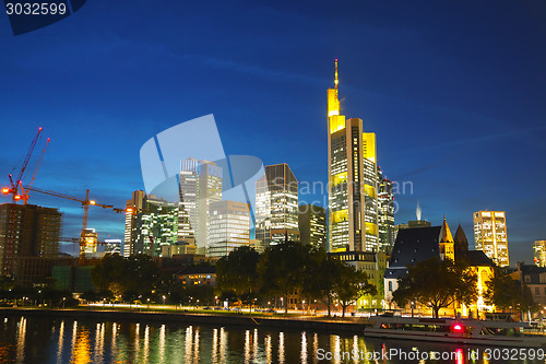 Image of Frankfurt cityscape at sunset